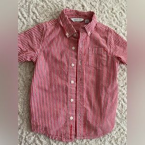 Janie and Jack Red and White Button Down